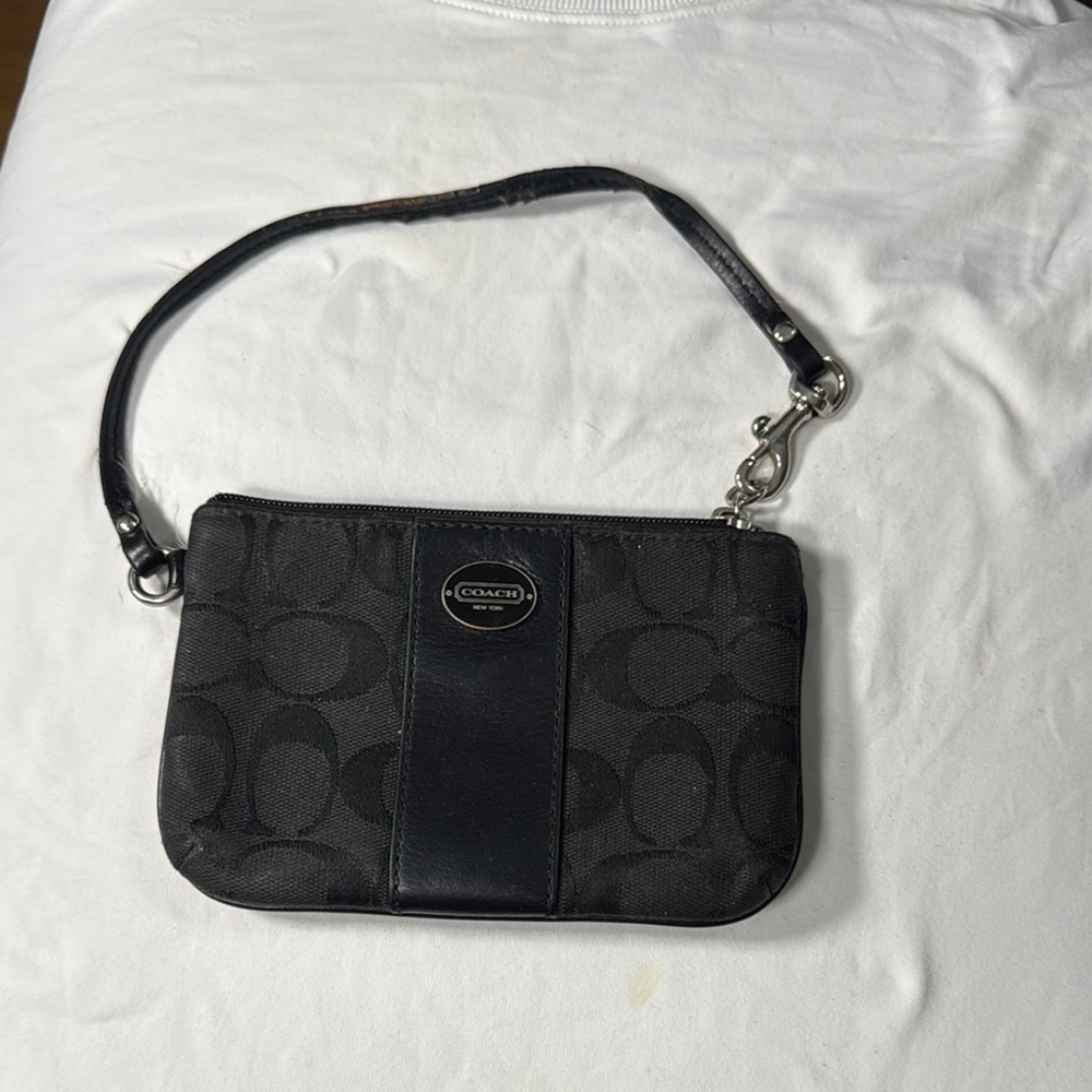 Coach Black Monogram Clutch Wristlet